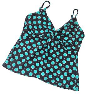 Miraclesuit Polka Dot Tankini Top 16 Slimming Black Teal Supportive Swimsuit